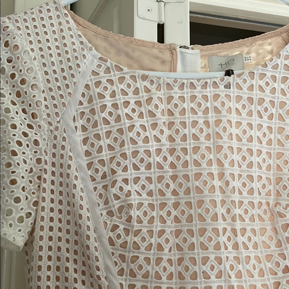 Like new HD in Paris Elegant white eyelet midi Dress from Anthropologie - Picture 8 of 15